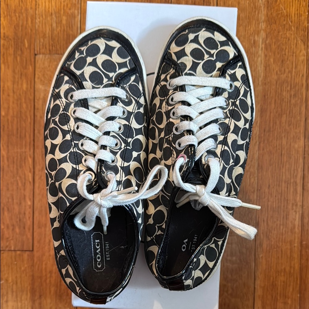 Coach Black and White Sneakers Classic Lace-Up Design